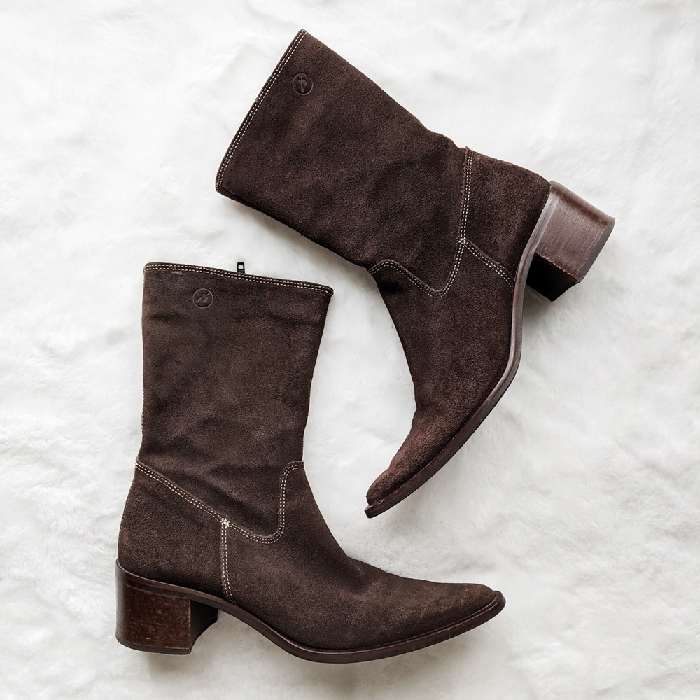 Bronx Brown Pointed Toe Heeled Boots